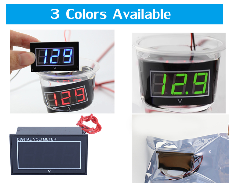 Waterproof 0.56inch Green DC Digital Voltage Meter for Golf Cart, Cars